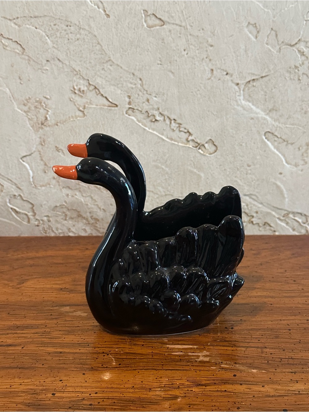 Vintage Boston Warehouse Black Swan Ceramic Napkin Holder